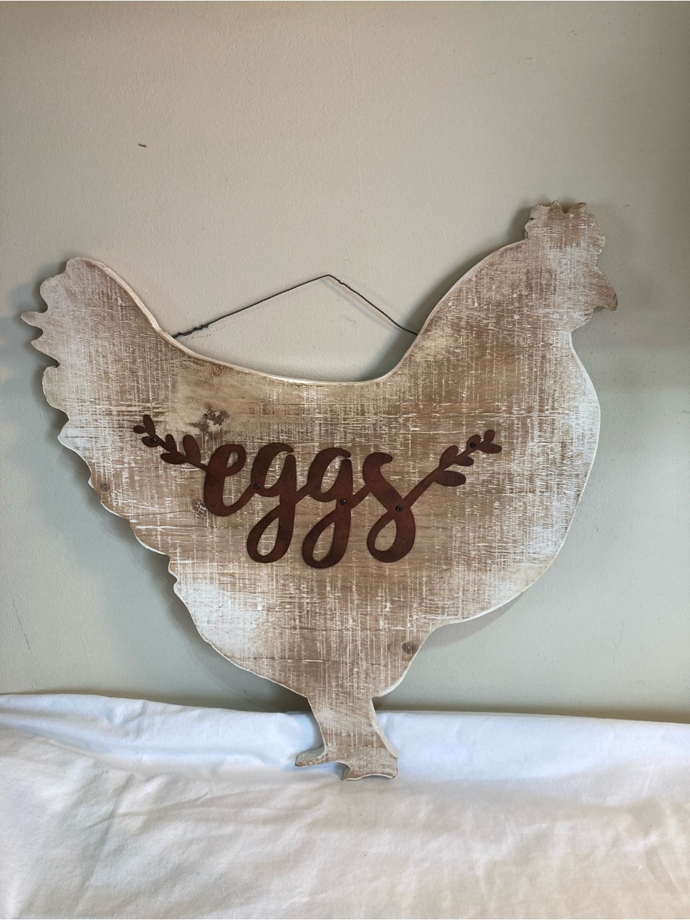 Hobby Lobby Rustic Chicken 'Eggs' Wall Sign - Brown and White